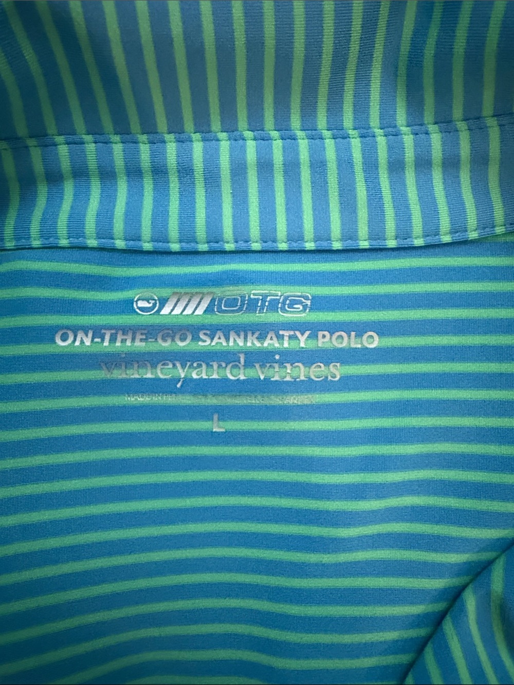 Vineyard Vines Men's Aqua Striped Polo Shirt - Performance Short Sleeve - Picture 3 of 5